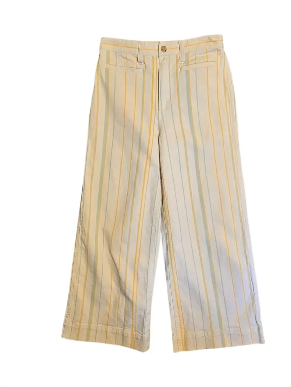 Madewell Emmett Wide Leg Crop Twill Pants Womens 26 Multicolor Stripes Preppy
